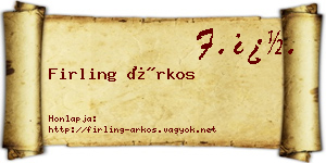 Firling Árkos névjegykártya